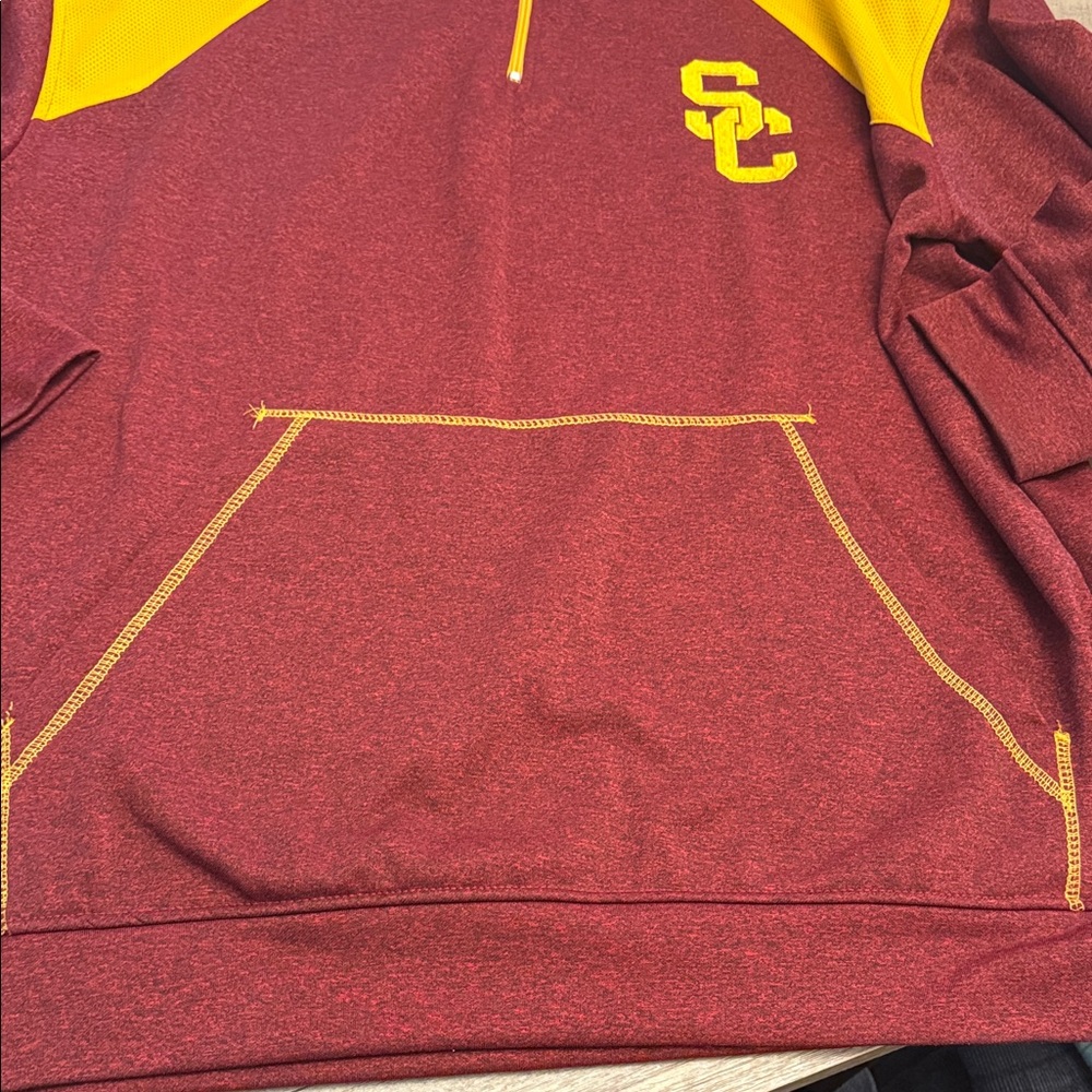 Men's Cardinal USC Trojans Big & Tall Mesh Yoke Quarter-zip- pullover - Picture 4 of 14
